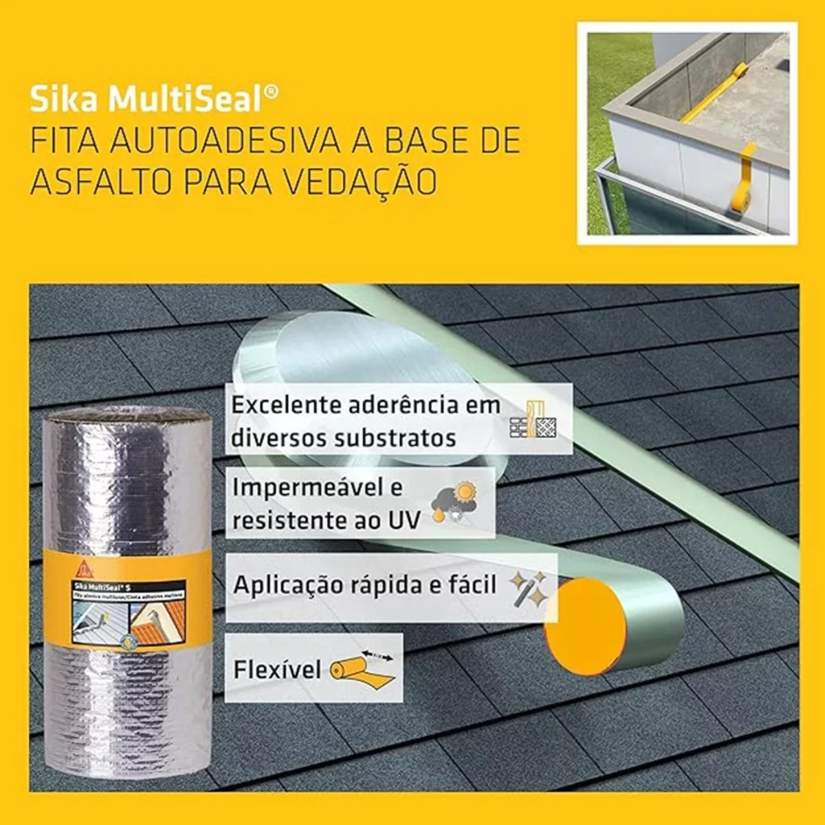 Fita Aluminio Multiuso Sikaseal 30 Cm X 10 M Sika - Imagem 2