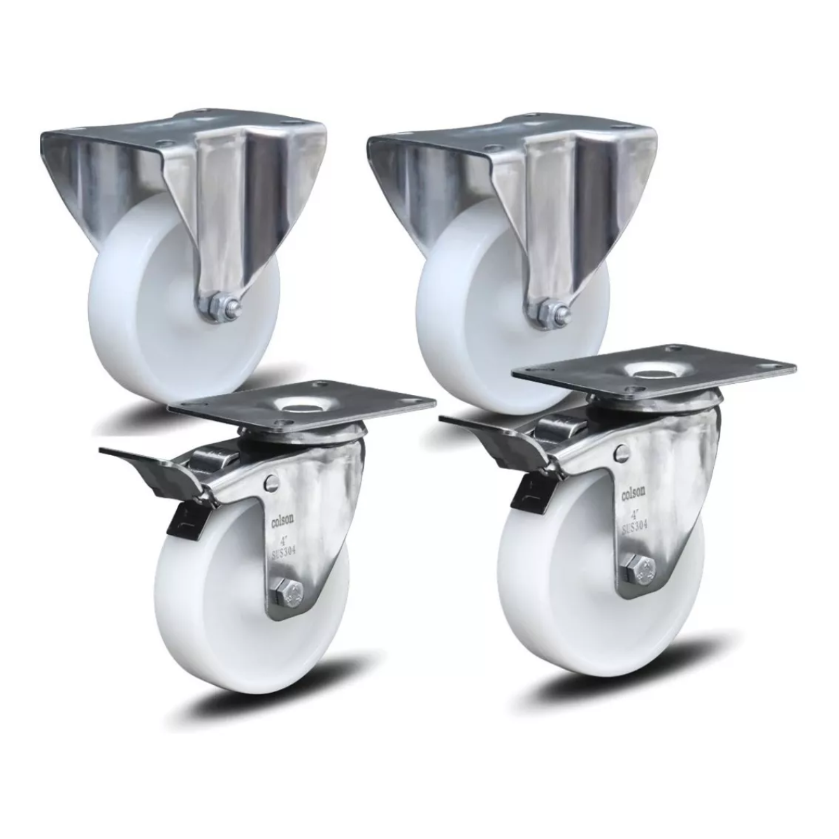 4 Rodizios 3 Pol. Aço Inox 304 2 Fixo + 2 Giratório C/freio - Imagem 4